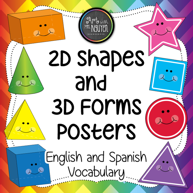 2D Shapes and 3D Shapes (Forms) Poster Set (Set of 25 English/Spanish) –  Art with Mrs. Nguyen