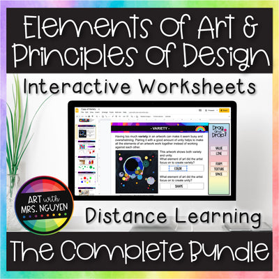 Elements and Principles Interactive Worksheets Art Super Bundle