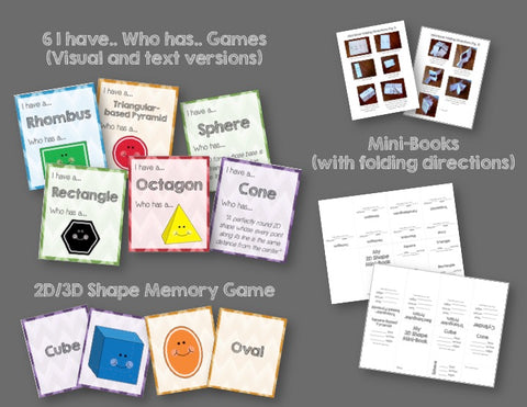 2D and 3D Shapes: Posters, Games, Activities, Mini-Books, and Worksheets