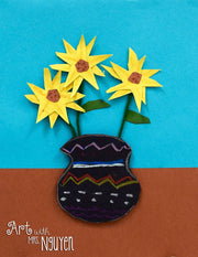 Art Lesson: Van Gogh inspired Sunflower Still Life Relief Collage