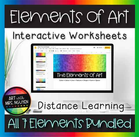 Elements of Art Interactive Worksheets for Distance Learning Bundle