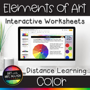 Elements of Art Interactive Worksheets for Distance Learning: Color