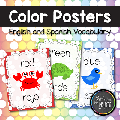 Color Identification Posters (English and Spanish Words)