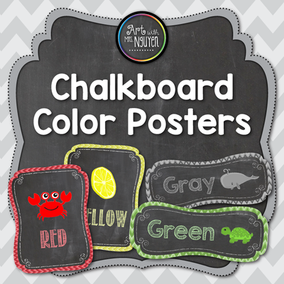 Chevron Chalkboard Color Identification Printable Poster Set