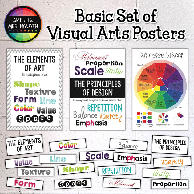 Basic Set of Visual Arts Posters: Color Wheel, Elements and Principles ...