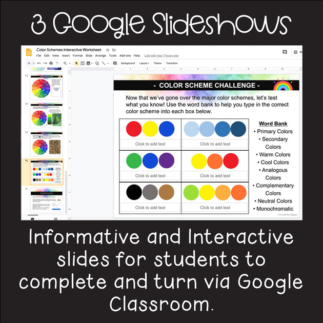 Elements of Art Interactive Worksheets for Distance Learning: Color ...