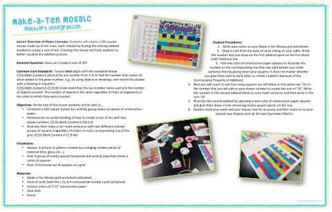 Make-a-Ten Mosaic - Arts Integration