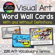 Elementary Art Word Wall Cards (With and Without Definitions)