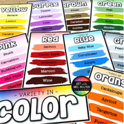 Descriptive Shades of Color Posters (Paint Line Design)