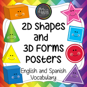 2D Shapes and 3D Shapes (Forms) Poster Set (Set of 25 English/Spanish)
