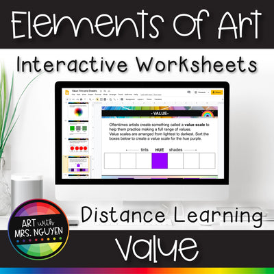Elements of Art Interactive Worksheets for Distance Learning: Value