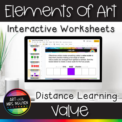 Elements of Art Interactive Worksheets for Distance Learning: Value